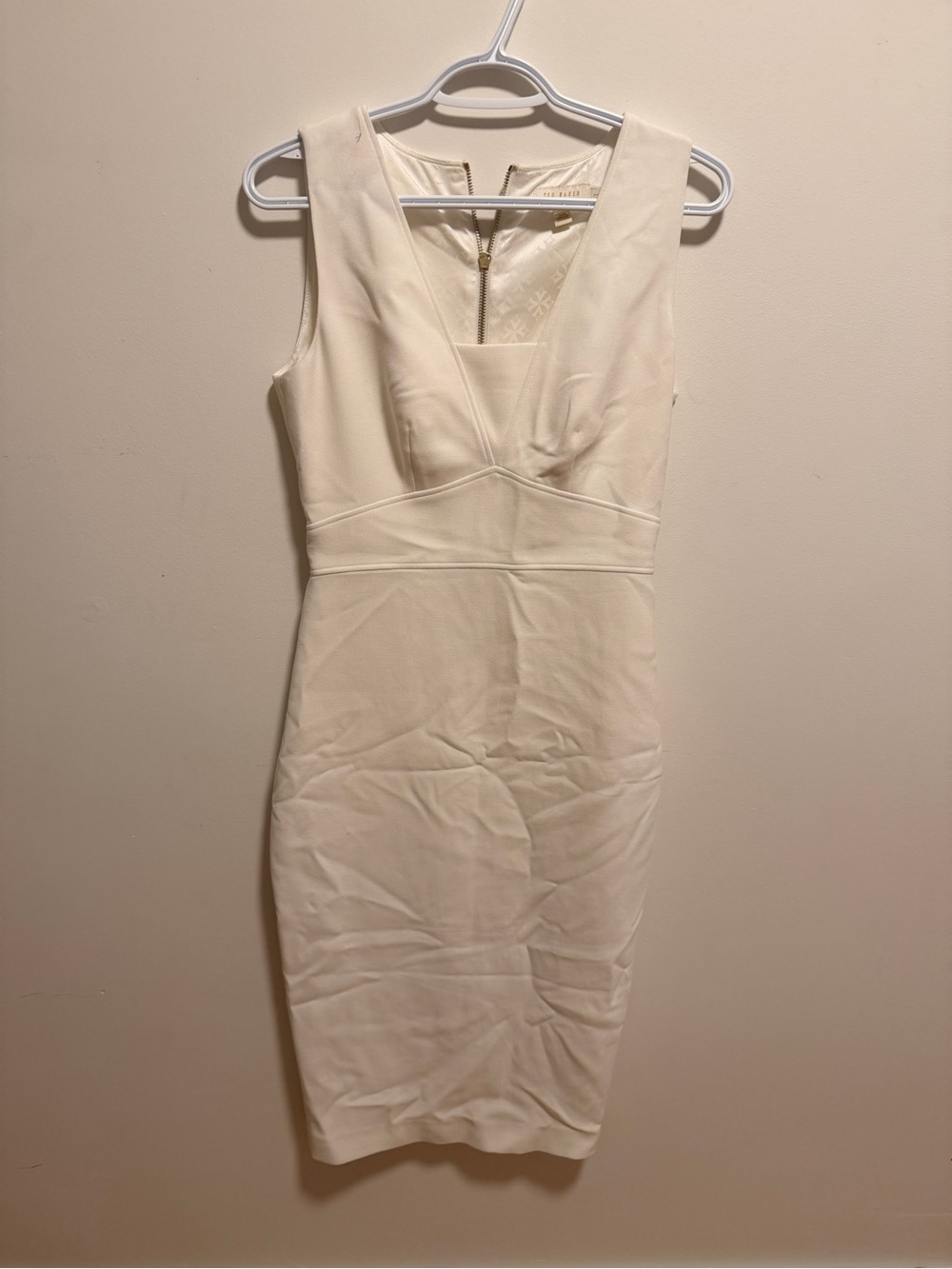 Ted Baker Cream Sleeveless V-Neck Midi Dress